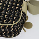 CHANEL Shoulder Bag Canvas Black Silver CC Auth 138320-13