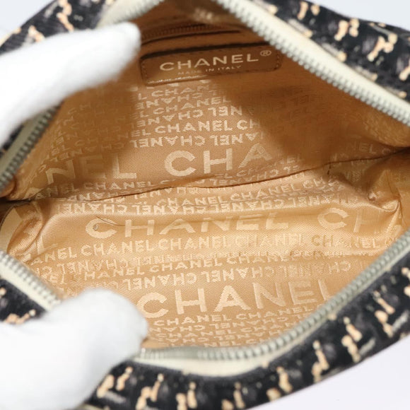CHANEL Shoulder Bag Canvas Black Silver CC Auth 138320