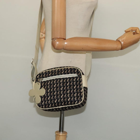 CHANEL Shoulder Bag Canvas Black Silver CC Auth 138320