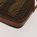 FENDI Pecan Canvas Shoulder Bag Coated Canvas Black Brown gold Auth 138323-10