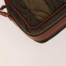 FENDI Pecan Canvas Shoulder Bag Coated Canvas Black Brown gold Auth 138323-11