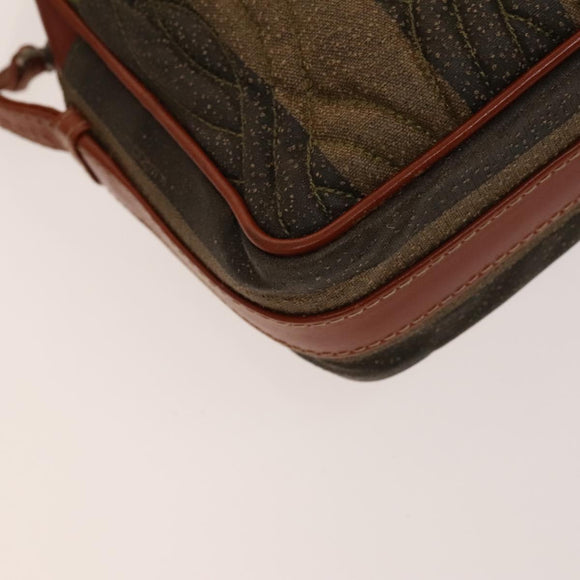 FENDI Pecan Canvas Shoulder Bag Coated Canvas Black Brown gold Auth 138323