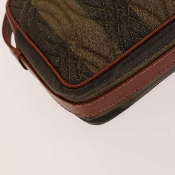 FENDI Pecan Canvas Shoulder Bag Coated Canvas Black Brown gold Auth 138323