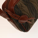 FENDI Pecan Canvas Shoulder Bag Coated Canvas Black Brown gold Auth 138323-14