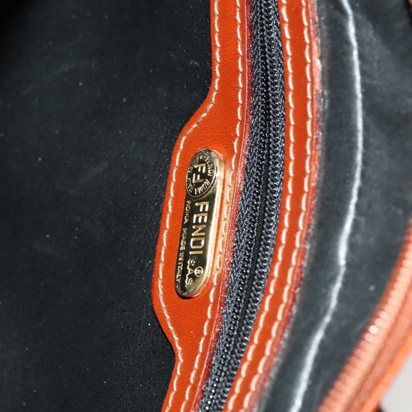 FENDI Pecan Canvas Shoulder Bag Coated Canvas Black Brown gold Auth 138323