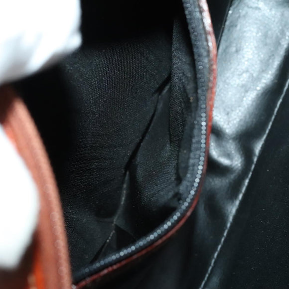 FENDI Pecan Canvas Shoulder Bag Coated Canvas Black Brown gold Auth 138323