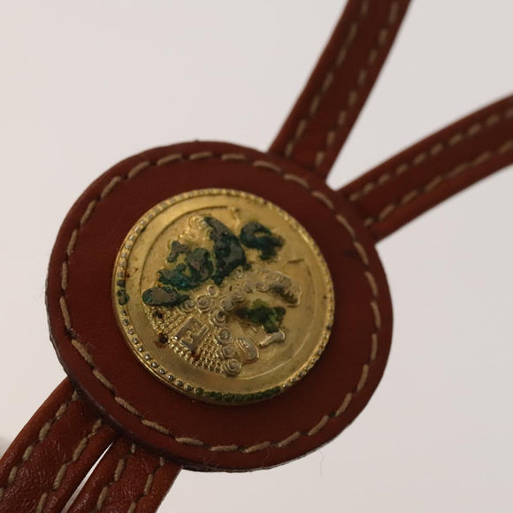 FENDI Pecan Canvas Shoulder Bag Coated Canvas Black Brown gold Auth 138323