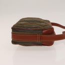 FENDI Pecan Canvas Shoulder Bag Coated Canvas Black Brown gold Auth 138323-4