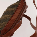 FENDI Pecan Canvas Shoulder Bag Coated Canvas Black Brown gold Auth 138323-6