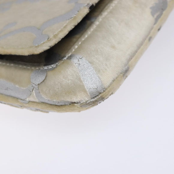 GUCCI Chain Shoulder Bag Velor White 007 2033 1705 Auth 138324