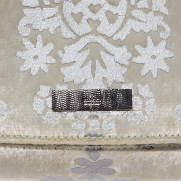 GUCCI Chain Shoulder Bag Velor White 007 2033 1705 Auth 138324