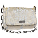 GUCCI Chain Shoulder Bag Velor White 007 2033 1705 Auth 138324-1