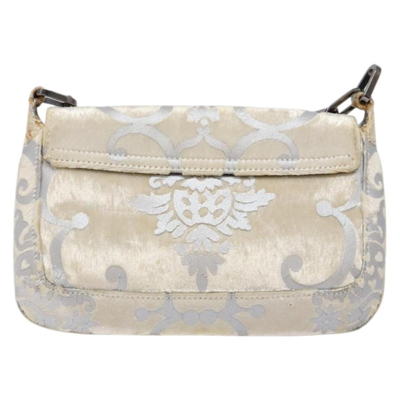 GUCCI Chain Shoulder Bag Velor White 007 2033 1705 Auth 138324