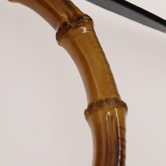 GUCCI Bamboo Shoulder Bag Leather 2way Black Gold 001 1577 Auth 138325