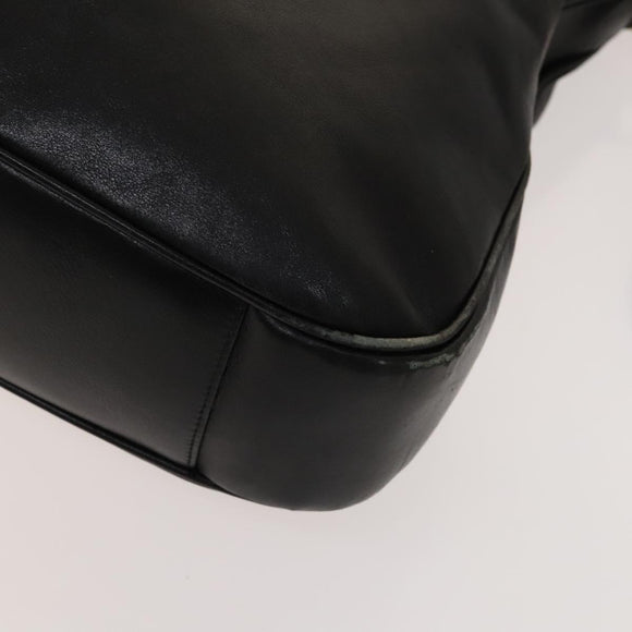 GUCCI Bamboo Shoulder Bag Leather 2way Black Gold 001 1577 Auth 138325