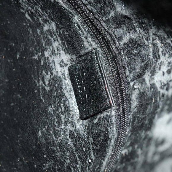 GUCCI Bamboo Shoulder Bag Leather 2way Black Gold 001 1577 Auth 138325