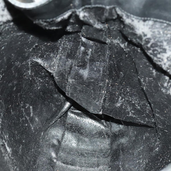 GUCCI Bamboo Shoulder Bag Leather 2way Black Gold 001 1577 Auth 138325