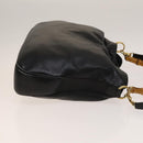 GUCCI Bamboo Shoulder Bag Leather 2way Black Gold 001 1577 Auth 138325-4