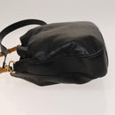 GUCCI Bamboo Shoulder Bag Leather 2way Black Gold 001 1577 Auth 138325-5
