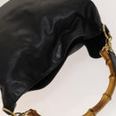 GUCCI Bamboo Shoulder Bag Leather 2way Black Gold 001 1577 Auth 138325-6