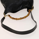 GUCCI Bamboo Shoulder Bag Leather 2way Black Gold 001 1577 Auth 138325-7