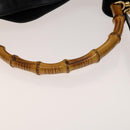 GUCCI Bamboo Shoulder Bag Leather 2way Black Gold 001 1577 Auth 138325-9