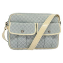 CELINE Macadam Canvas Shoulder Bag Light Blue Silver Auth 138328-1