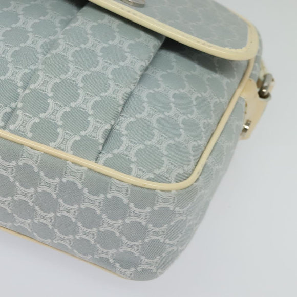 CELINE Macadam Canvas Shoulder Bag Light Blue Silver Auth 138328