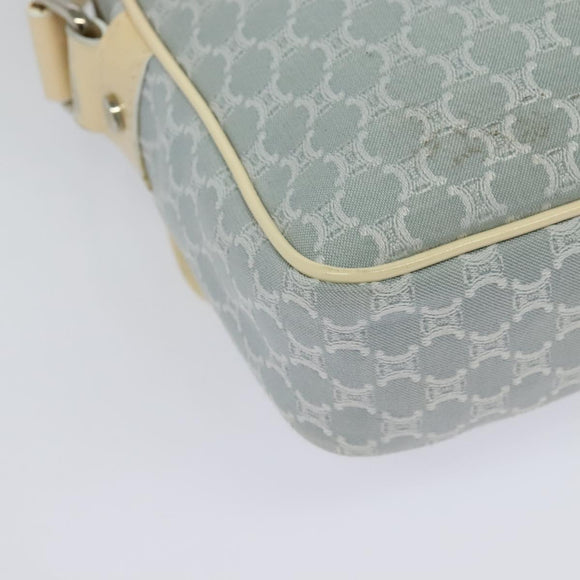 CELINE Macadam Canvas Shoulder Bag Light Blue Silver Auth 138328