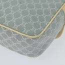 CELINE Macadam Canvas Shoulder Bag Light Blue Silver Auth 138328-13