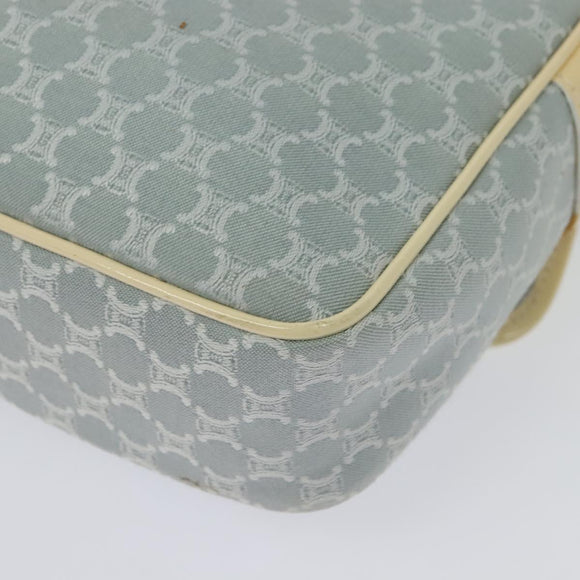 CELINE Macadam Canvas Shoulder Bag Light Blue Silver Auth 138328