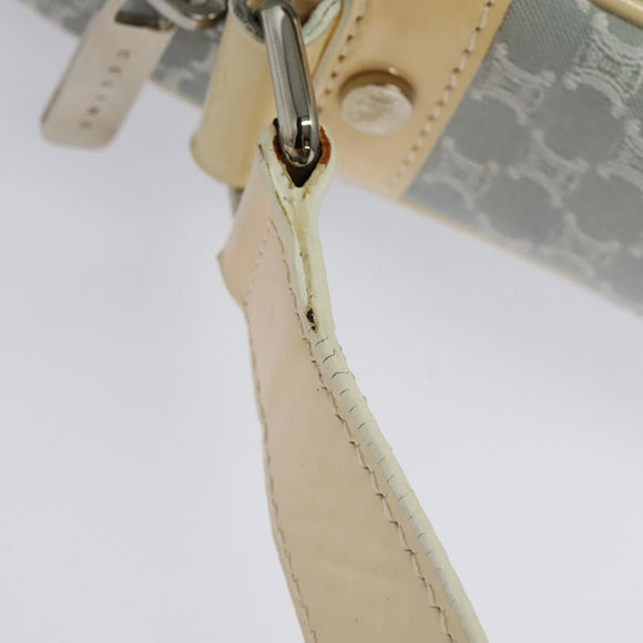 CELINE Macadam Canvas Shoulder Bag Light Blue Silver Auth 138328