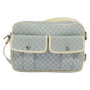 CELINE Macadam Canvas Shoulder Bag Light Blue Silver Auth 138328-2