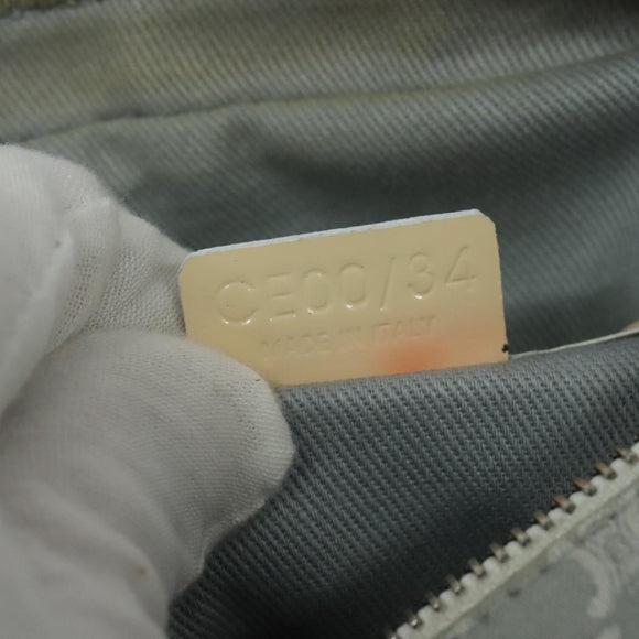 CELINE Macadam Canvas Shoulder Bag Light Blue Silver Auth 138328