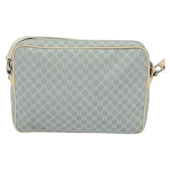 CELINE Macadam Canvas Shoulder Bag Light Blue Silver Auth 138328
