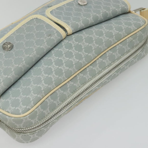 CELINE Macadam Canvas Shoulder Bag Light Blue Silver Auth 138328