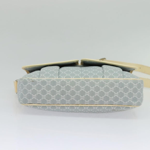 CELINE Macadam Canvas Shoulder Bag Light Blue Silver Auth 138328