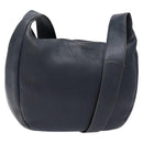 Salvatore Ferragamo Gancini Shoulder Bag Leather Navy Gold Auth 138329-1