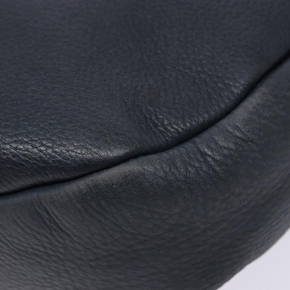 Salvatore Ferragamo Gancini Shoulder Bag Leather Navy Gold Auth 138329