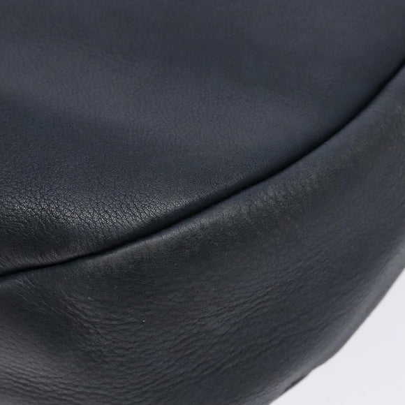 Salvatore Ferragamo Gancini Shoulder Bag Leather Navy Gold Auth 138329