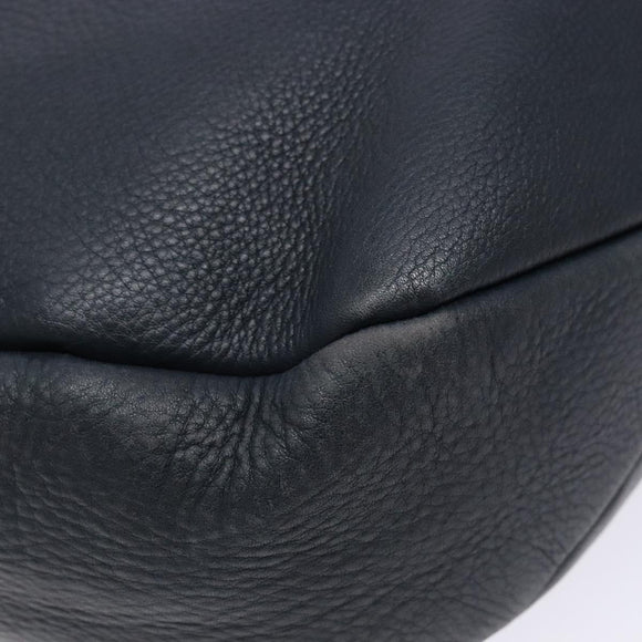 Salvatore Ferragamo Gancini Shoulder Bag Leather Navy Gold Auth 138329