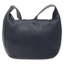 Salvatore Ferragamo Gancini Shoulder Bag Leather Navy Gold Auth 138329-13