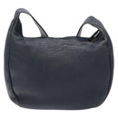 Salvatore Ferragamo Gancini Shoulder Bag Leather Navy Gold Auth 138329-2