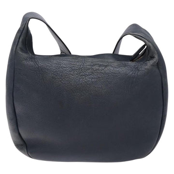 Salvatore Ferragamo Gancini Shoulder Bag Leather Navy Gold Auth 138329 - 0