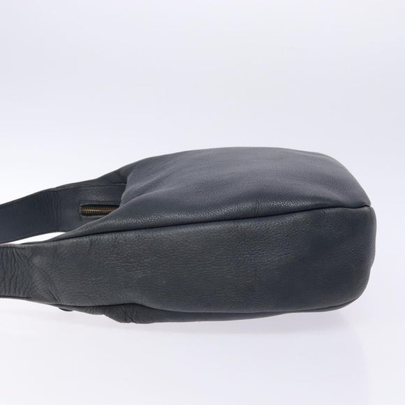 Salvatore Ferragamo Gancini Shoulder Bag Leather Navy Gold Auth 138329