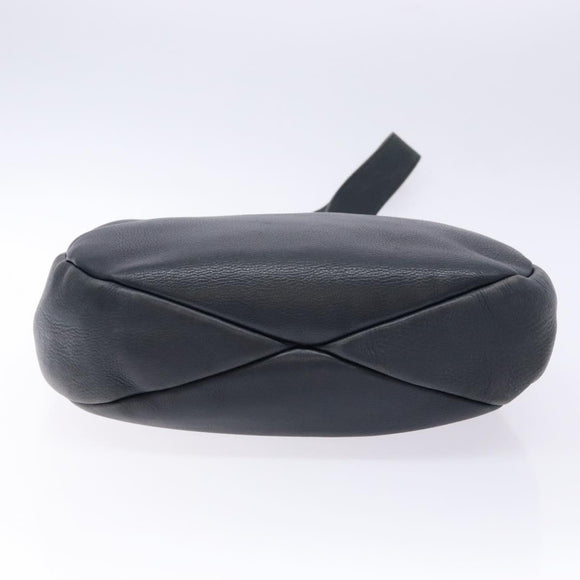 Salvatore Ferragamo Gancini Shoulder Bag Leather Navy Gold Auth 138329