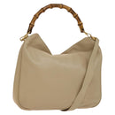 GUCCI Bamboo Shoulder Bag Leather 2way Beige Gold 001 2113 1577 Auth 138340-1