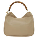 GUCCI Bamboo Shoulder Bag Leather 2way Beige Gold 001 2113 1577 Auth 138340-13