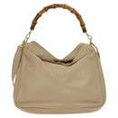 GUCCI Bamboo Shoulder Bag Leather 2way Beige Gold 001 2113 1577 Auth 138340-2