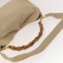 GUCCI Bamboo Shoulder Bag Leather 2way Beige Gold 001 2113 1577 Auth 138340-7